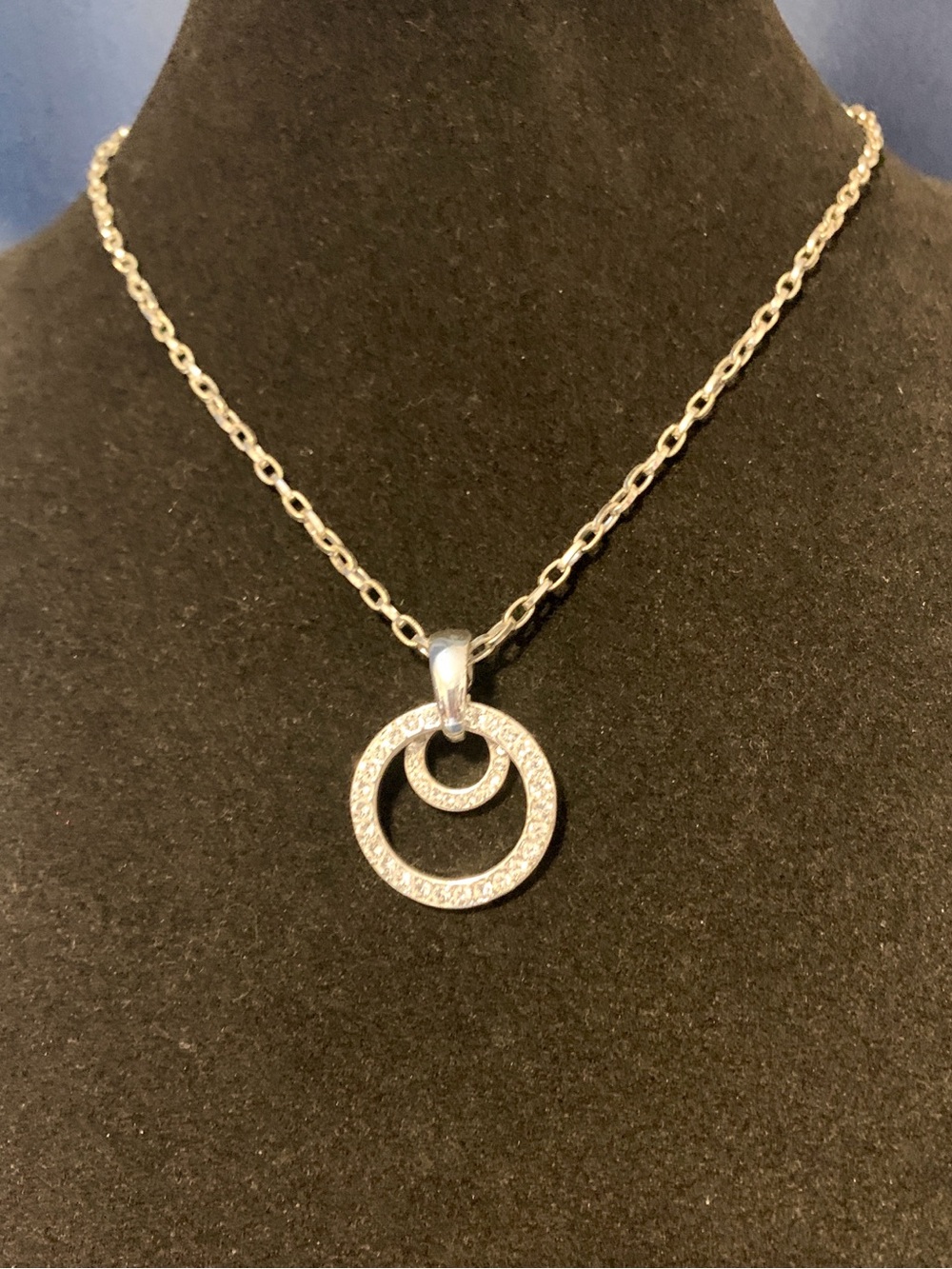 Silver Double Circle Pendant Necklace - Women Jewelry